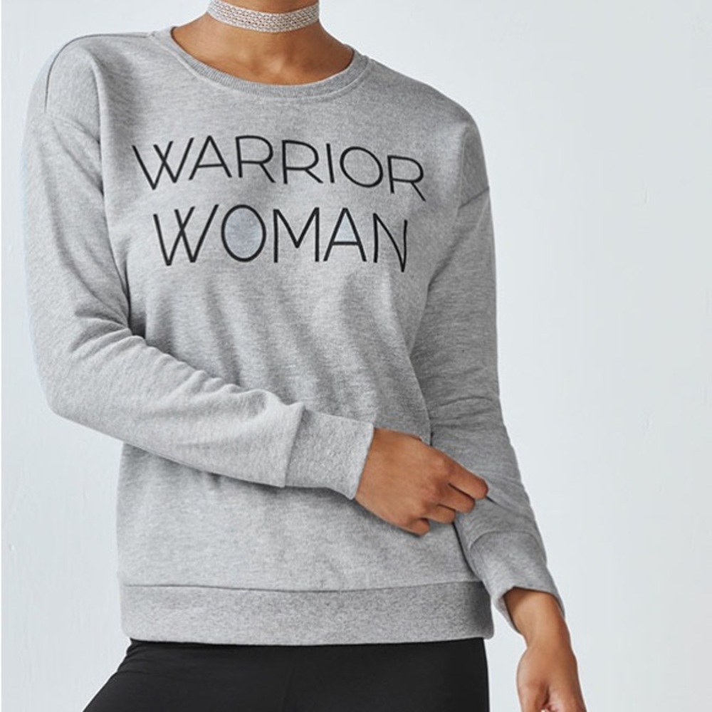 Fabletics Gray Warrior Woman Hoodie